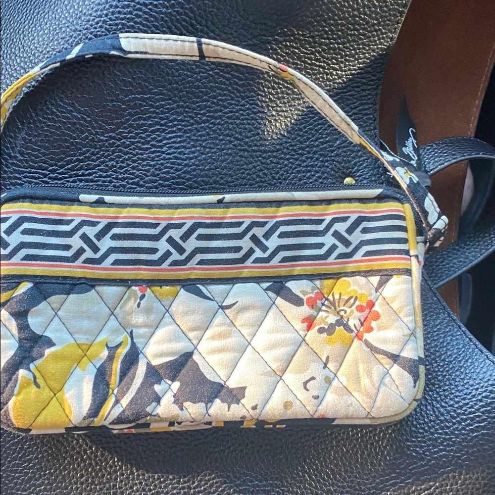 Vera Bradley Yellow and Black Quilted Wristlet